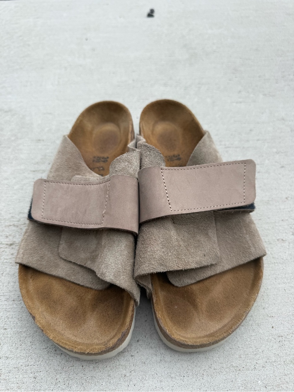 Birkenstock UJI Taupe Suede Adjustable Slide Sandals